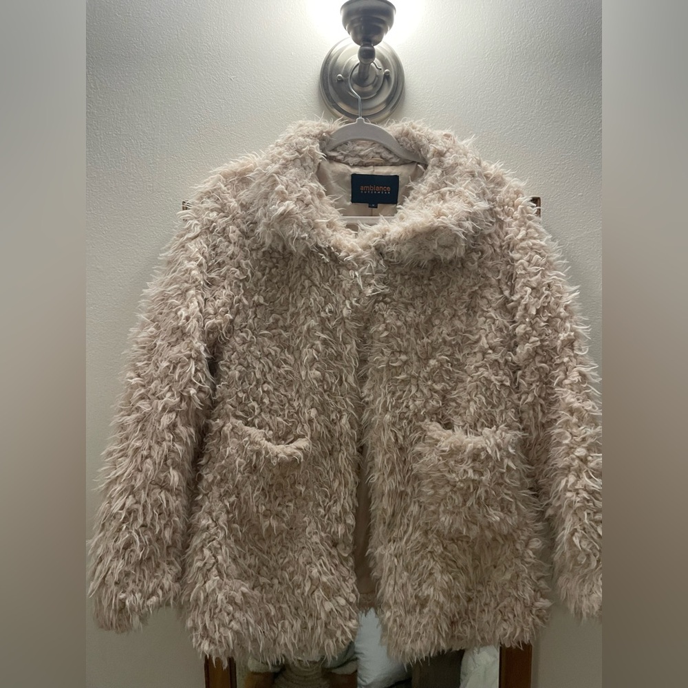 Penny lane cream fuzzy jacket size small hot